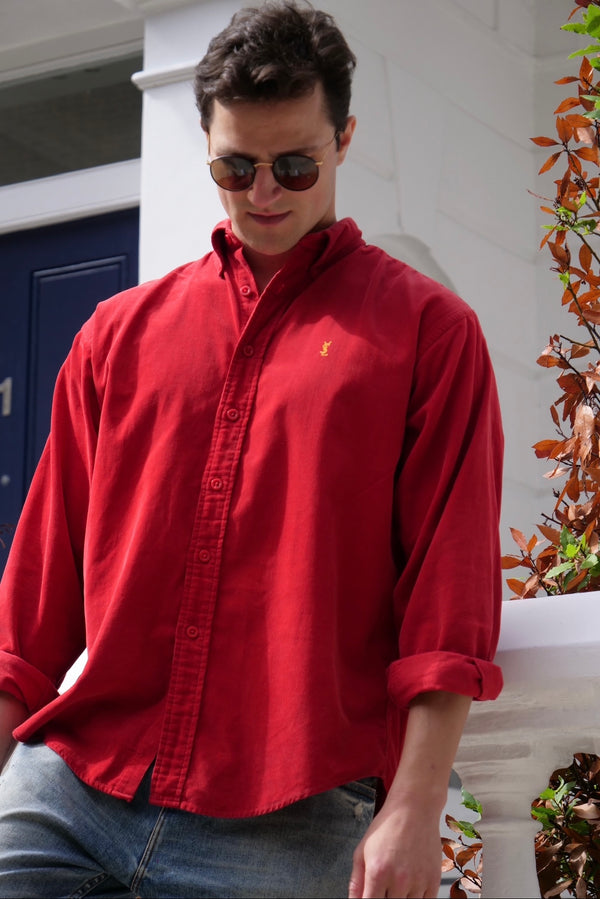 Yves Saint Laurent Corduroy Shirt Red L
