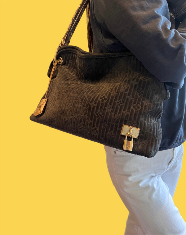 Louis Vuitton Suede Padlock Handbag