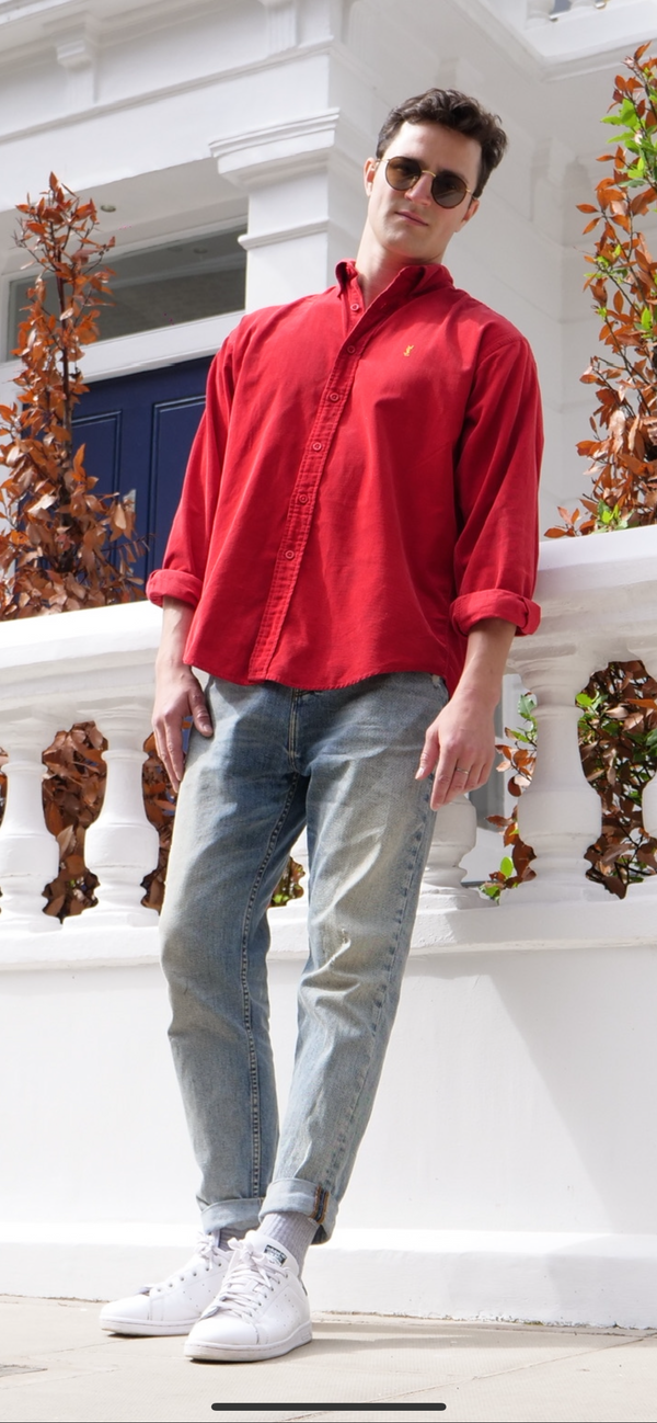 Yves Saint Laurent Corduroy Shirt Red L